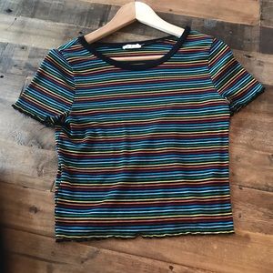 Rainbow Striped Ribbed Tee